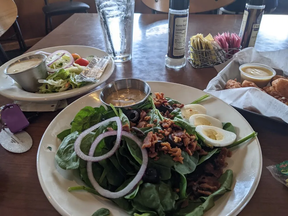 Left Side Salad Center Was Spinach Salad and Mozzarella Sticks